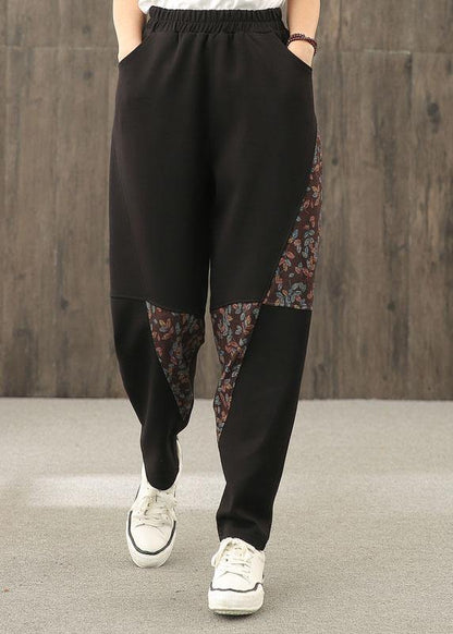 Ethnic style bloomers women's plus size wide leg trousers loose high waist pants - SooLinen