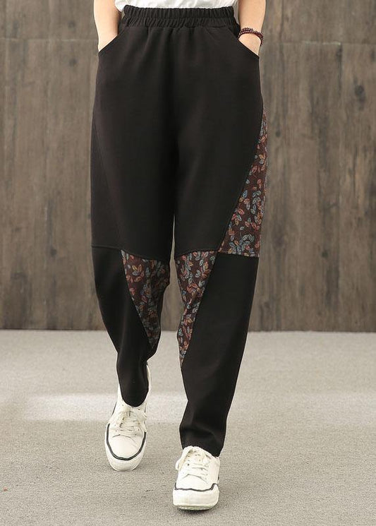 Ethnic style bloomers women's plus size wide leg trousers loose high waist pants - SooLinen