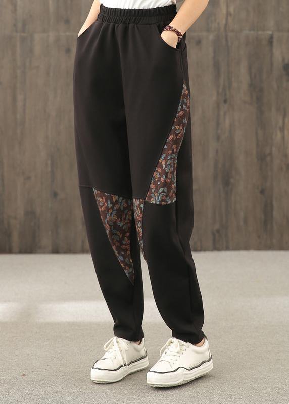 Ethnic style bloomers women's plus size wide leg trousers loose high waist pants - SooLinen