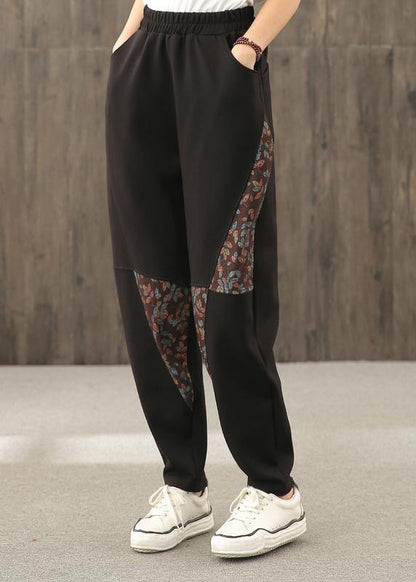 Ethnic style bloomers women's plus size wide leg trousers loose high waist pants - SooLinen