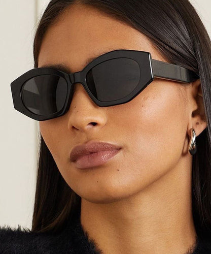 European And American Black Irregular Polygonal Punk Sunglasses