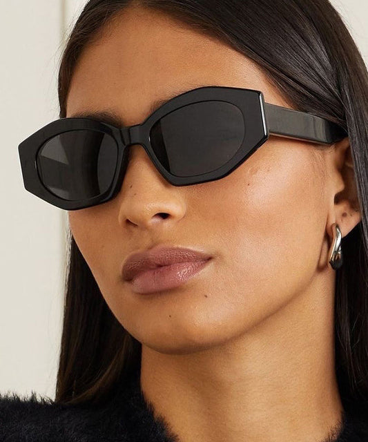 European And American Black Irregular Polygonal Punk Sunglasses