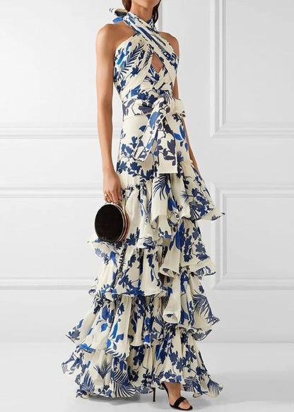 Ärmelloses Kleid im europäischen und amerikanischen Bohemian-Urlaubsstil mit Rüschen
