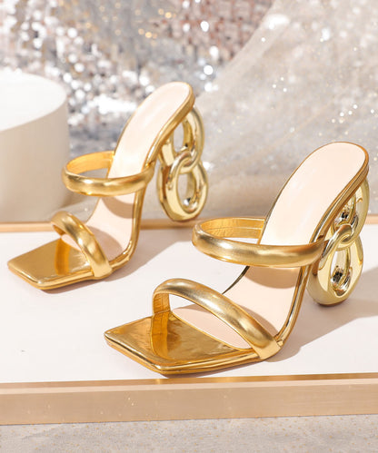 Europäische und amerikanische Gold-Sonderform-Absatz-modische Slide-Sandalen