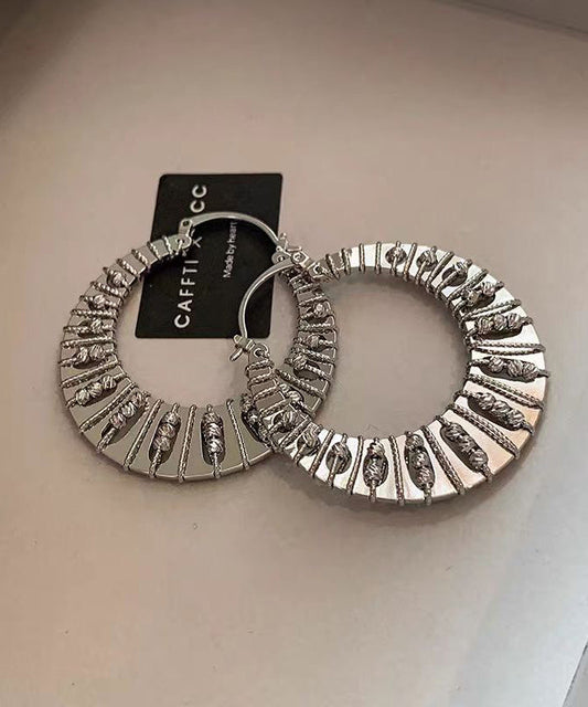 European And American Old Money Style Gold Exaggerated Circle Earrings