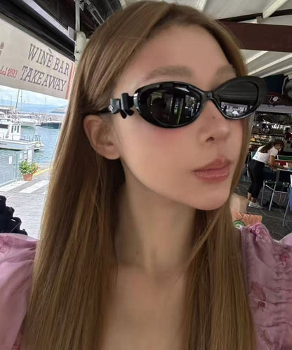 European And American Oval Black Bow Decoration Sunglasses