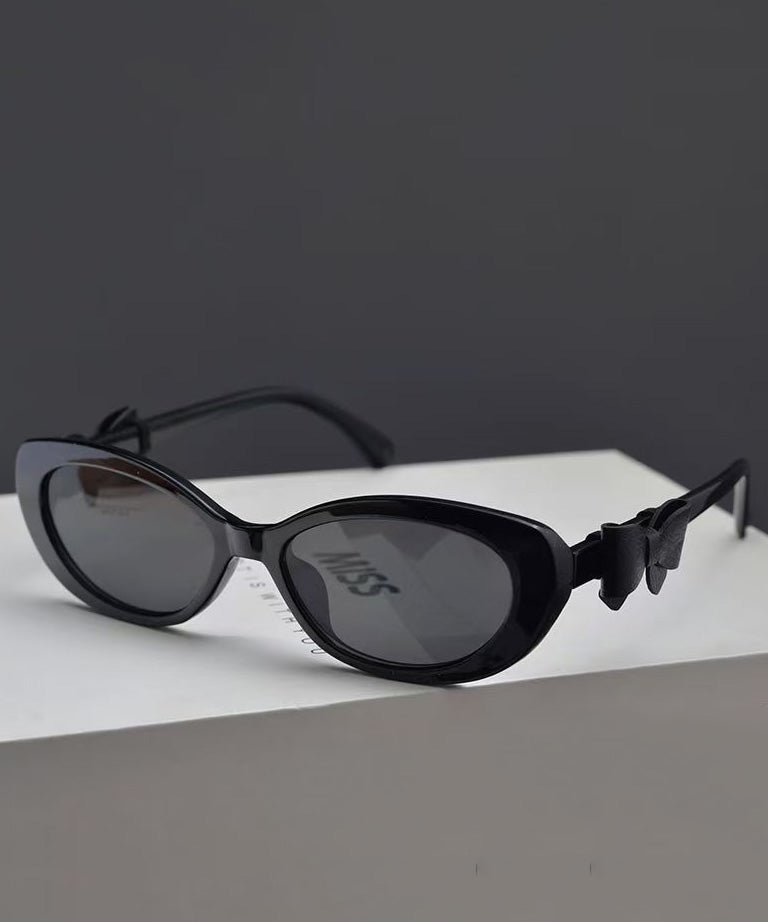 European And American Oval Black Bow Decoration Sunglasses