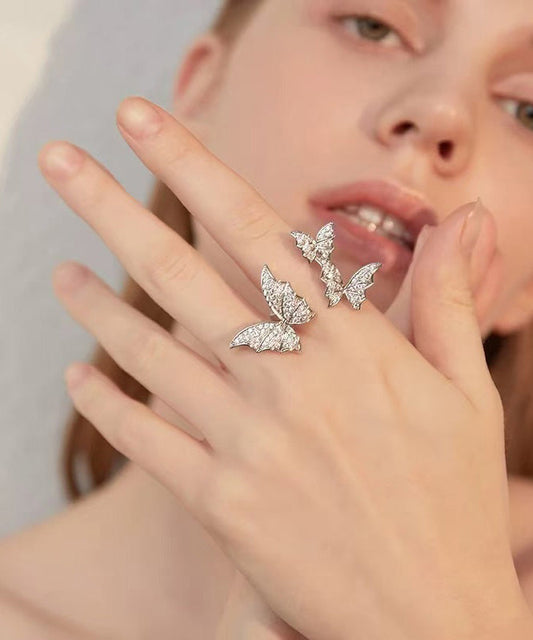European And American Style Butterfly Zircon Opening Rings