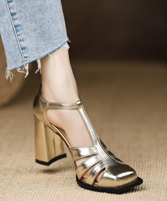 Europäischen Und Amerikanischen Stil Gold Sandalen Blockabsatz