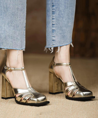 Europäischen Und Amerikanischen Stil Gold Sandalen Blockabsatz