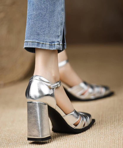 Europäischen Und Amerikanischen Stil Gold Sandalen Blockabsatz