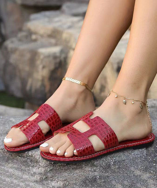 Europäischen und amerikanischen Stil rote flache Sandalen mit Peep Toe