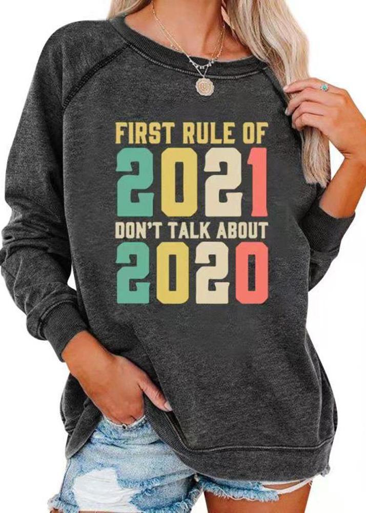 FRIST RULE OF 2021,DON'T TALK ABOUT 2021' Graphic Gray Hoodies - SooLinen