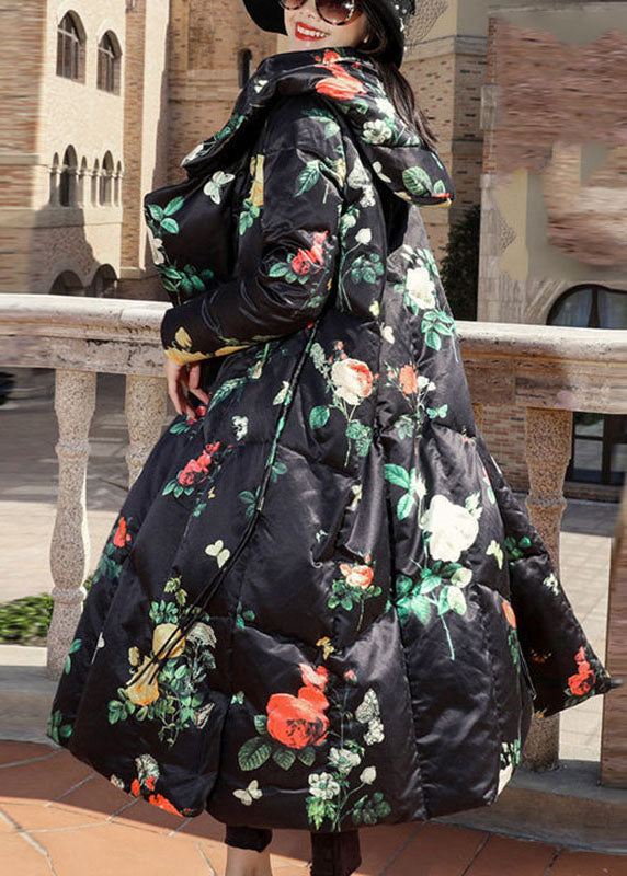 Mode Eleganter Druck Orientalischer Winter Lange Pufferjacken Entendaunenmantel