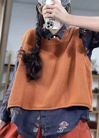 Mode Armee Grün O-Ausschnitt Loch Strickweste Frühling