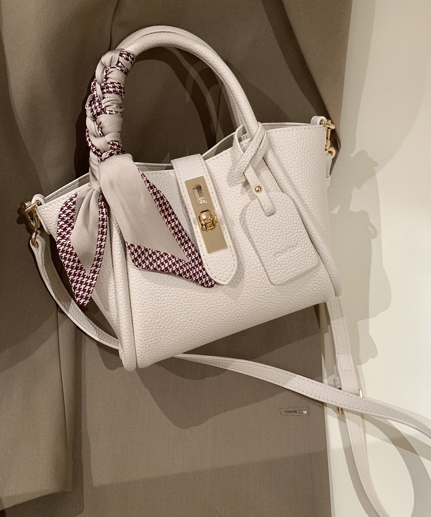 Fashion Beige Faux Leather Durable CrossBody Bag