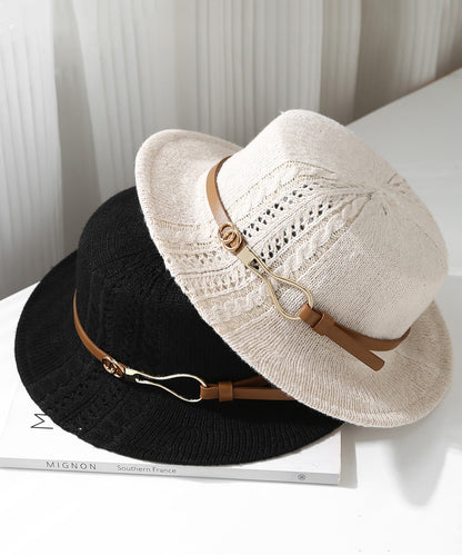 Fashion Beige Hollow Out Versatile Knit Cloche Hat