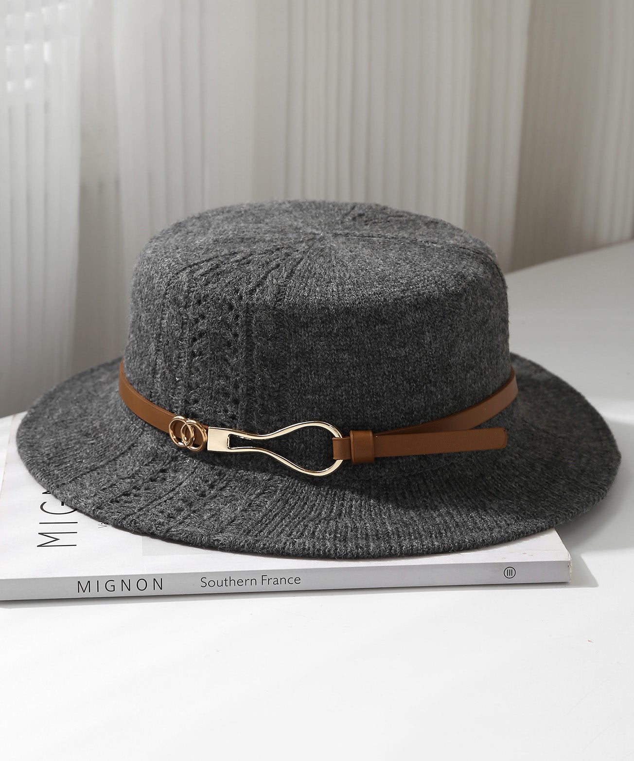 Fashion Beige Hollow Out Versatile Knit Cloche Hat