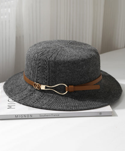 Fashion Beige Hollow Out Versatile Knit Cloche Hat