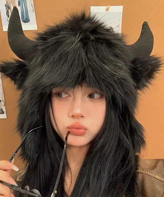 Fashion Black Faux Fur Warm Fleece Hat