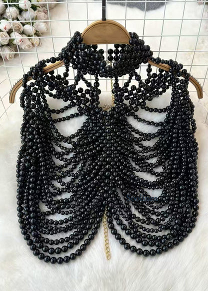 Fashion Black Imitation Pearl Banquet Dress Accessories