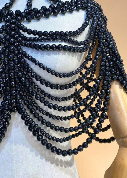 Fashion Black Imitation Pearl Banquet Dress Accessories