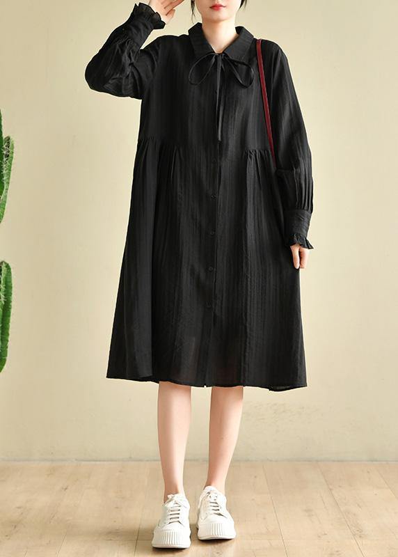 Fashion Black Peter Pan Collar Summer Holiday Dress - SooLinen