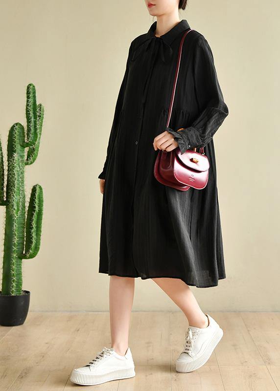 Fashion Black Peter Pan Collar Summer Holiday Dress - SooLinen