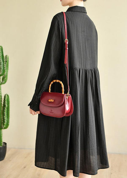 Fashion Black Peter Pan Collar Summer Holiday Dress - SooLinen