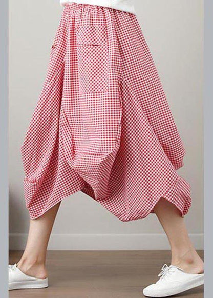 Fashion Black Plaid Cotton Linen lantern Skirts Summer - SooLinen