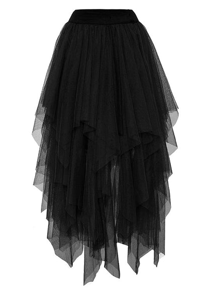 Fashion Black Tulle Asymmetrical A Line Fall Skirt
