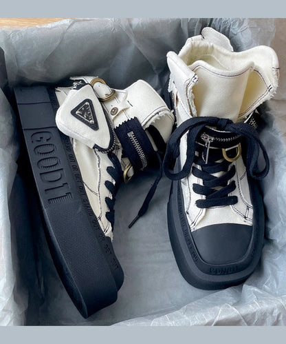 Modische blaue Canvas-Schnürstiefel mit Plateau und Plateau