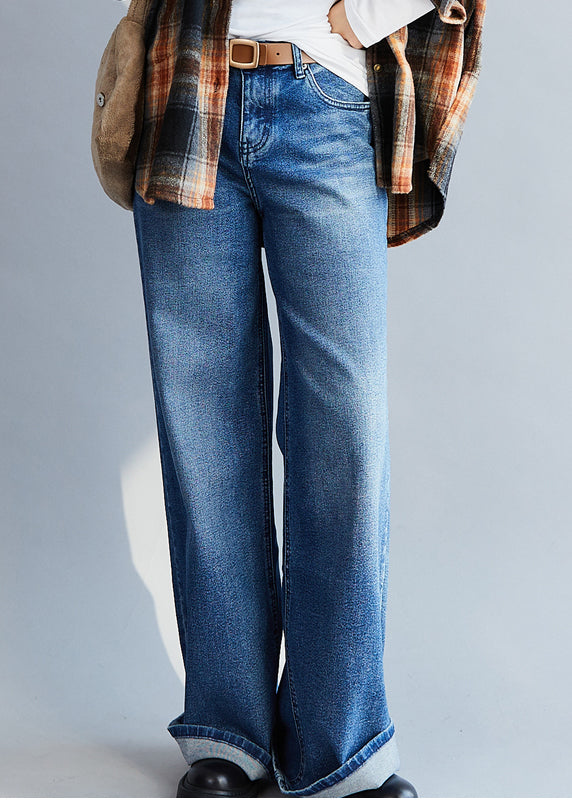 Mode Blau Casual hohe taille denim Hosen Frühling