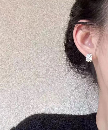 Pendientes de aro en forma de C con circonitas de aleación de cobre azul de moda