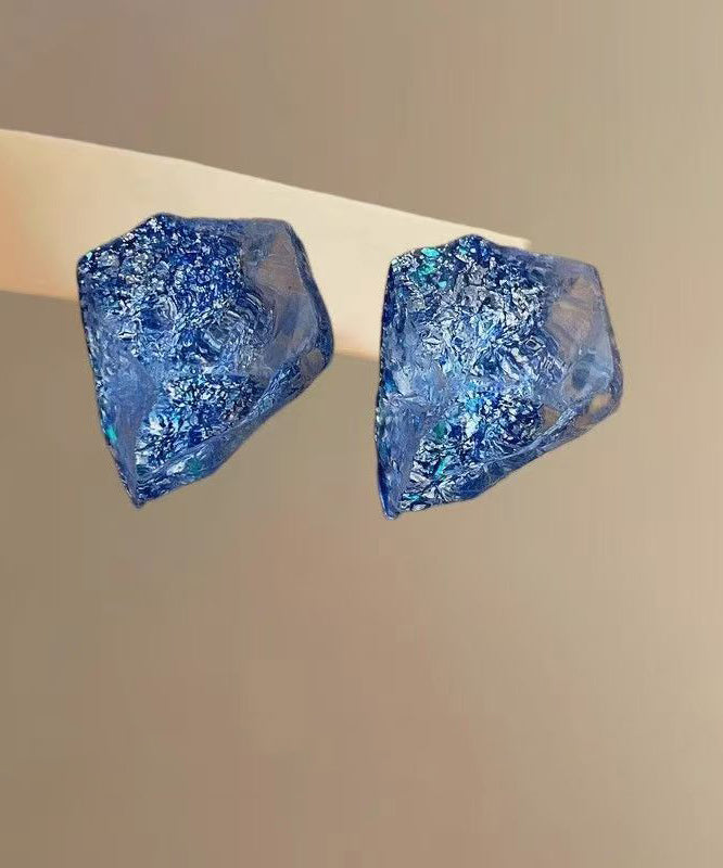 Fashion Blue Personalized Irregular Alloy Resin Earrings