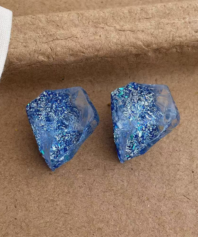 Fashion Blue Personalized Irregular Alloy Resin Earrings