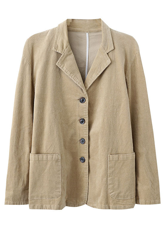 Mode Blau Peter Pan Kragen Taschen Knopf Patchwork Herbst Cord Mantel