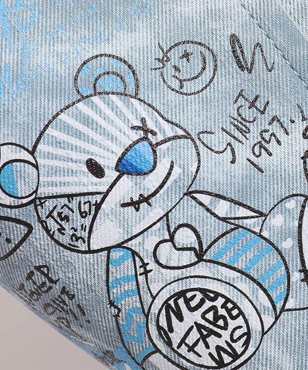 Fashion Blue Print Patchwork Denim Bucket Bag