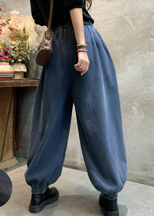 Mode Blau denim laterne Hosen Winter dicke