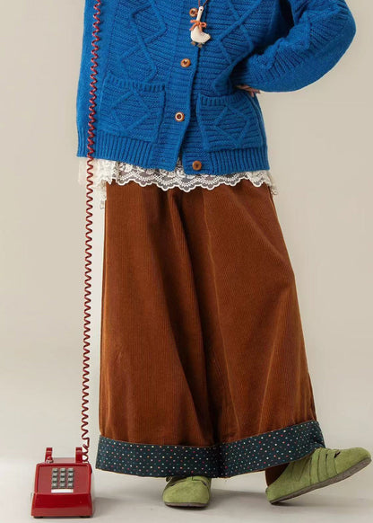 Pantalones anchos de pana marrón de gran tamaño para primavera