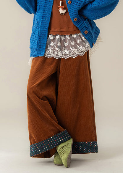 Pantalones anchos de pana marrón de gran tamaño para primavera