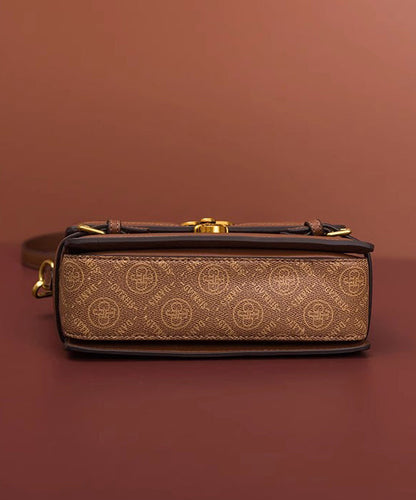 Minibolso versátil de piel de becerro con patchwork marrón de moda