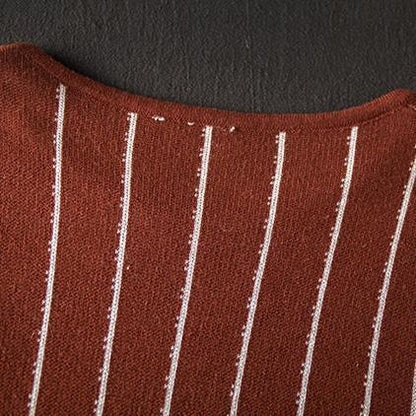 Modische braun gestreifte Baggy Maxi Pullover Kleider für Frauen