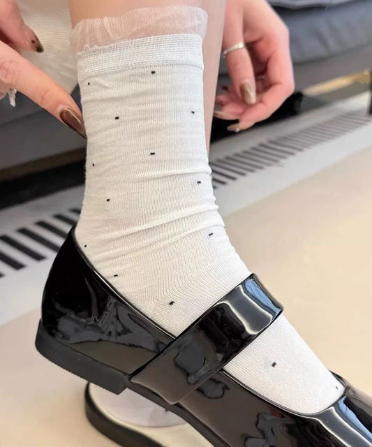 Fashion Dot Patchwork Cotton Mid Calf Socks