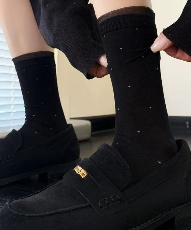 Fashion Dot Patchwork Cotton Mid Calf Socks
