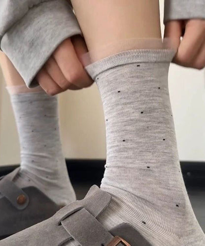Fashion Dot Patchwork Cotton Mid Calf Socks