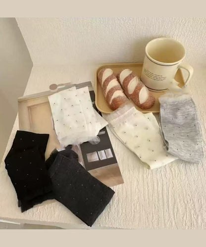 Fashion Dot Patchwork Cotton Mid Calf Socks