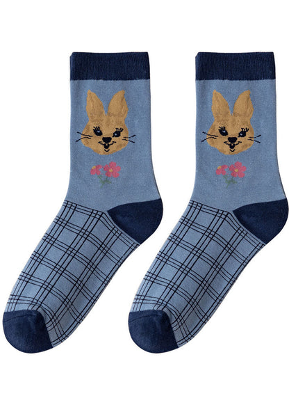 Modische Jacquard-Baumwollsocken mit Stickereien und mittlerer Wadenlänge