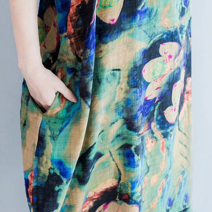 Modische, lockere Sommerkleider in Übergröße mit Blumenmuster