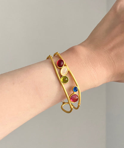 Pulsera de aleación de cobre y oro con diamantes ahuecados